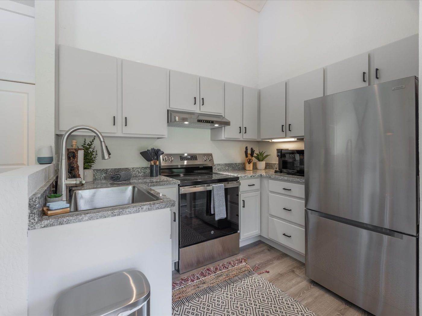 Remodeled kitchen with stainless steel appliances